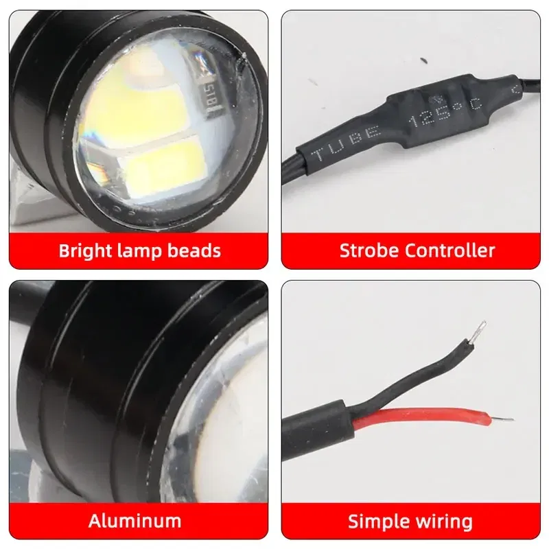 Color: Blue - 2pcs Motorcycle Flash Strobe Eagle Eye Motorcycle Daytime Running Light Fog Lamp Headlight Moto Accessories