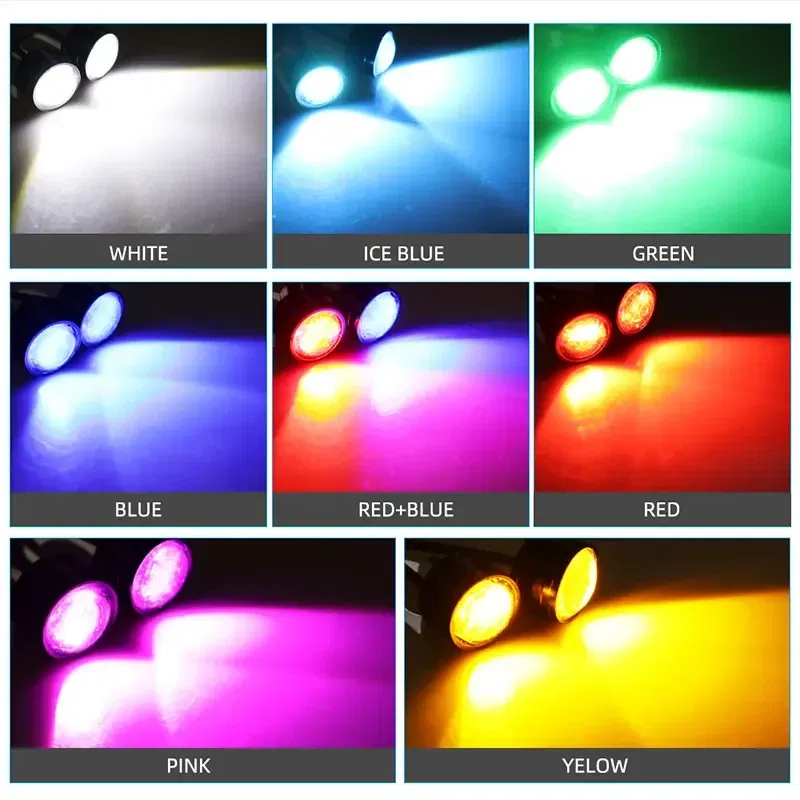 Color: Blue - 2pcs Motorcycle Flash Strobe Eagle Eye Motorcycle Daytime Running Light Fog Lamp Headlight Moto Accessories