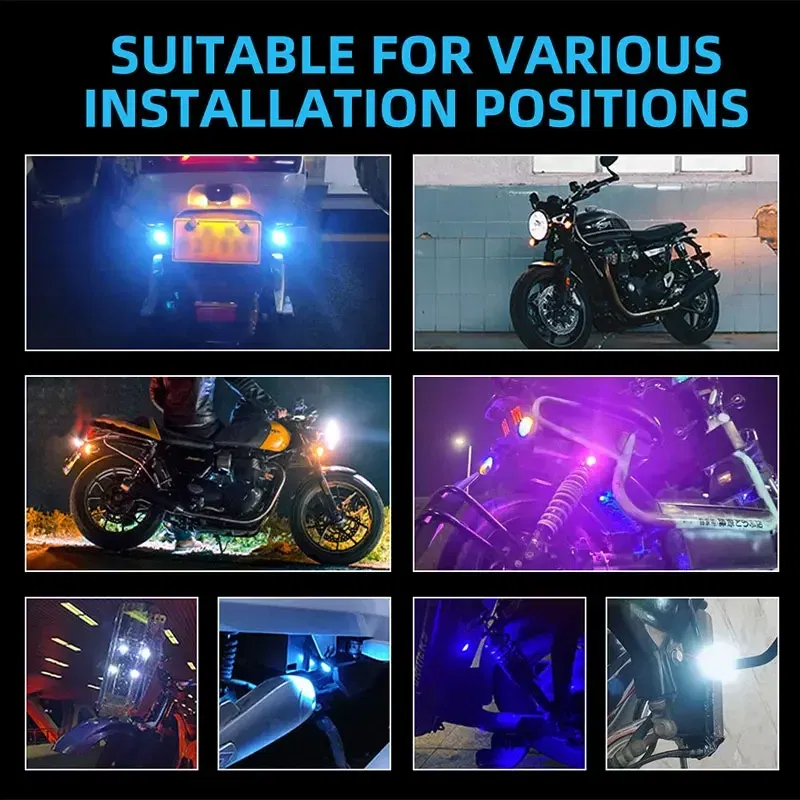 Color: Blue - 2pcs Motorcycle Flash Strobe Eagle Eye Motorcycle Daytime Running Light Fog Lamp Headlight Moto Accessories