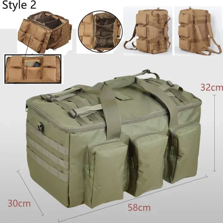 Color: Blue - 50L Travel Luggage HandBag Camping Backpack Tactical Large Capacity Men Outdoor Sports Hiking Climbing Mountaineering Trip Bag