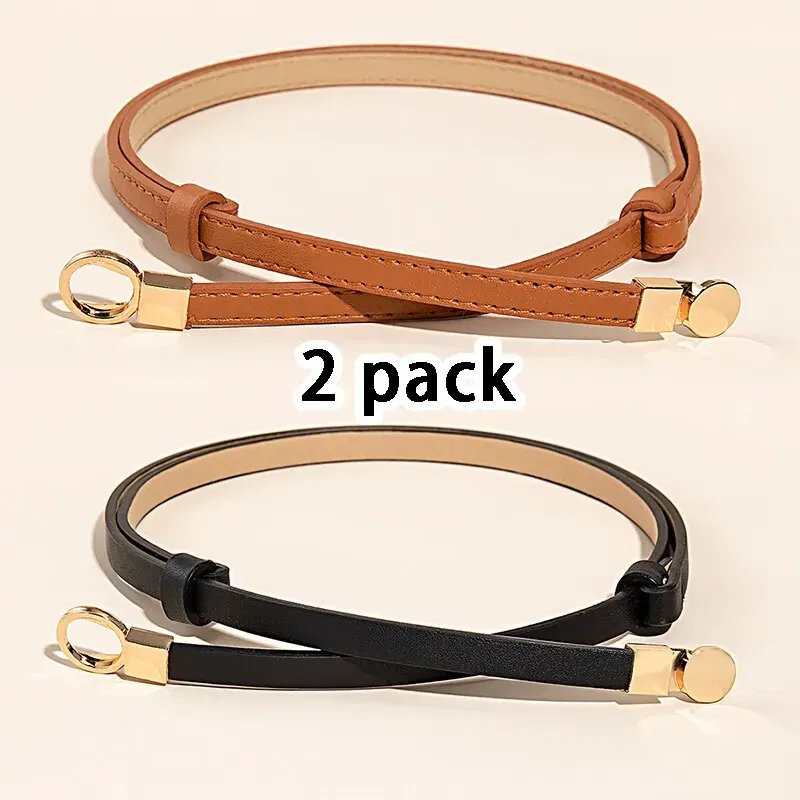 Belt Length: 105CM, Color: Orange - 2Piece Combination Set Four Seasons Multicolor SelfStretch Dress With Womens Belt