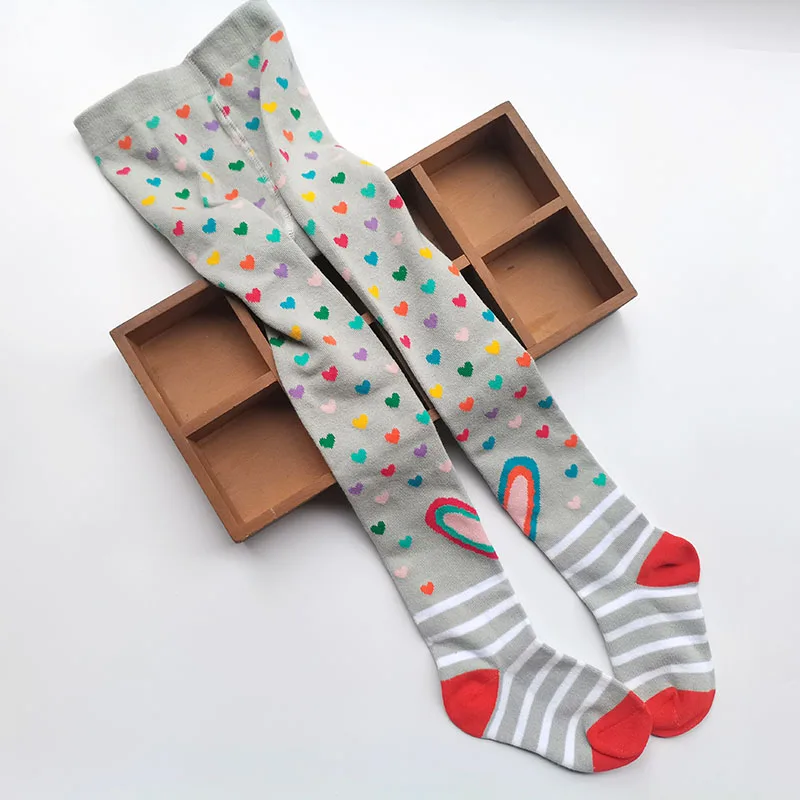 Color: GRAY, Size: S - 1 PCS Autumn Winter Children Stripe Pantyhose Stockings Baby Girls Christmas Tights Kids Masquerade Party Children's Clothes
