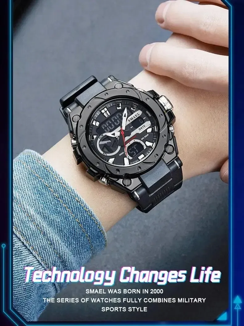 Color: Blue - Quartz Electronic Fashion 8029 Watch 50M Waterproof LED Digital Auto Date Alarm Clocks Sport Watch For Men's