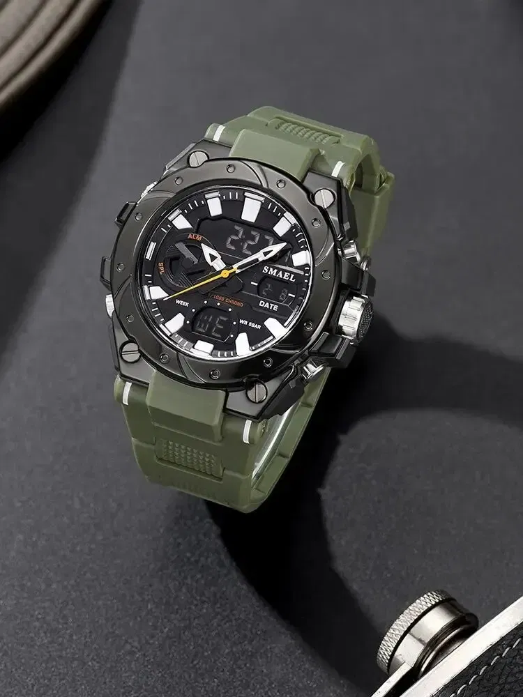 Color: Blue - Quartz Electronic Fashion 8029 Watch 50M Waterproof LED Digital Auto Date Alarm Clocks Sport Watch For Men's