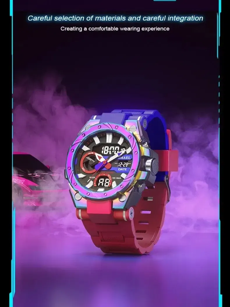 Color: Blue - Quartz Electronic Fashion 8029 Watch 50M Waterproof LED Digital Auto Date Alarm Clocks Sport Watch For Men's