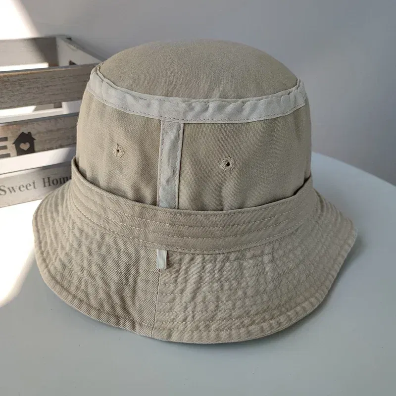 Color: black, Size: S - Korean Big Head Washed Denim Bucket Hats Men Cotton Sun Hat Plus Size 64cm Oversize Bob Panama Unisex Big Size Fisherman Cap