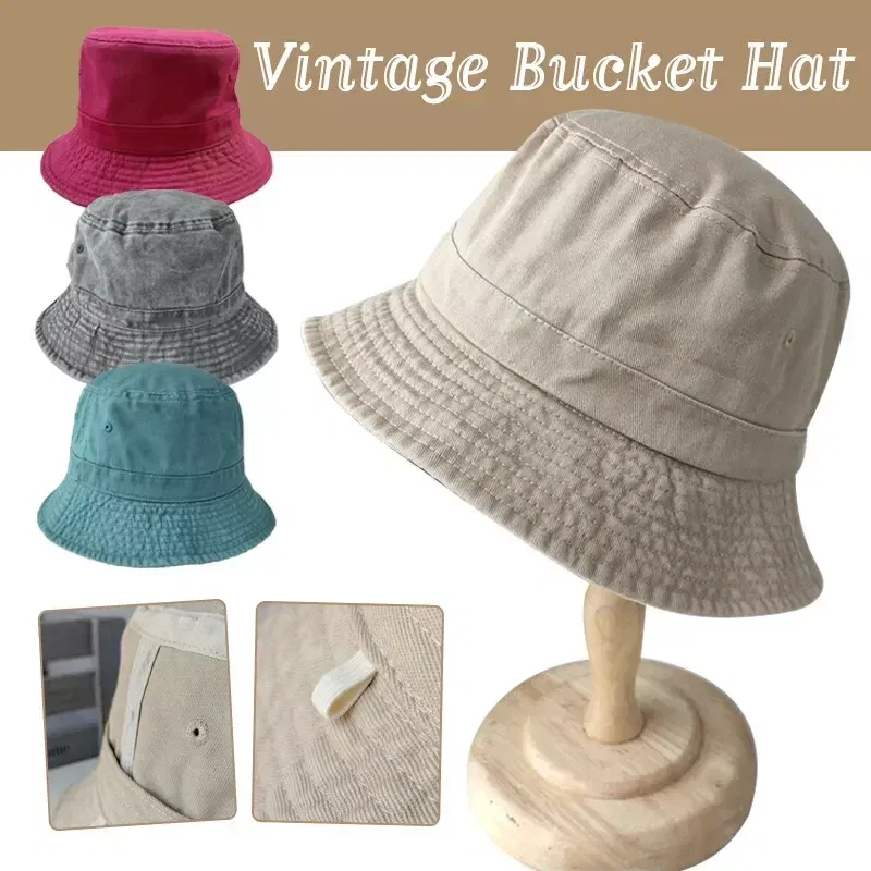 Color: black, Size: S - Korean Big Head Washed Denim Bucket Hats Men Cotton Sun Hat Plus Size 64cm Oversize Bob Panama Unisex Big Size Fisherman Cap