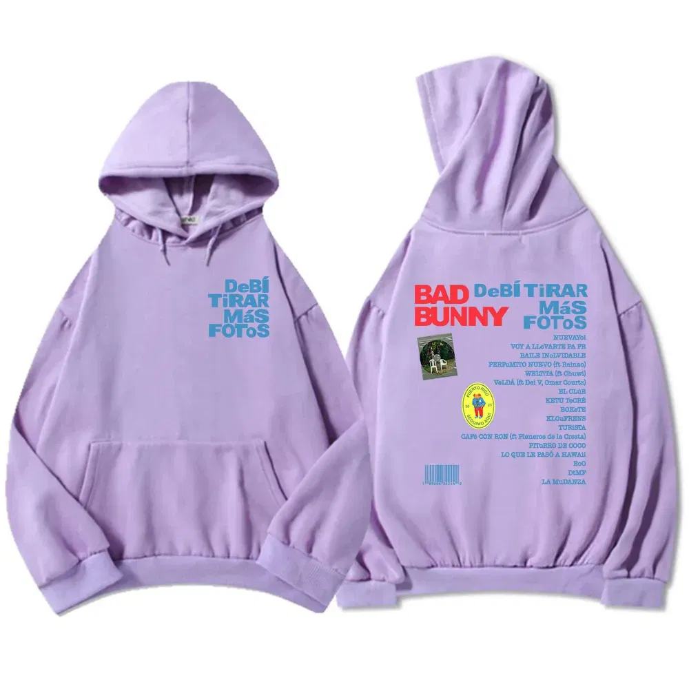 Color: black, Size: XL - Unisex Streetwear Bad Bunny DTMF Hoodies 2025 New Album Deb? Tirar Más Fotos Printing Sweatshirts Winter Comfortable Male Hoodie