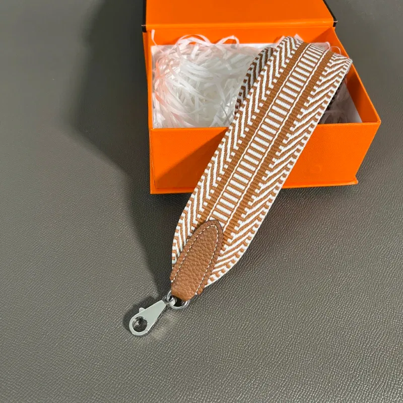 Color: Silver, Size: 1/2" - Herbag Evelyn Replacement Shoulder Strap Gold Togo Cowhide Woven Canvas 5cm Wide Hand-Sewn