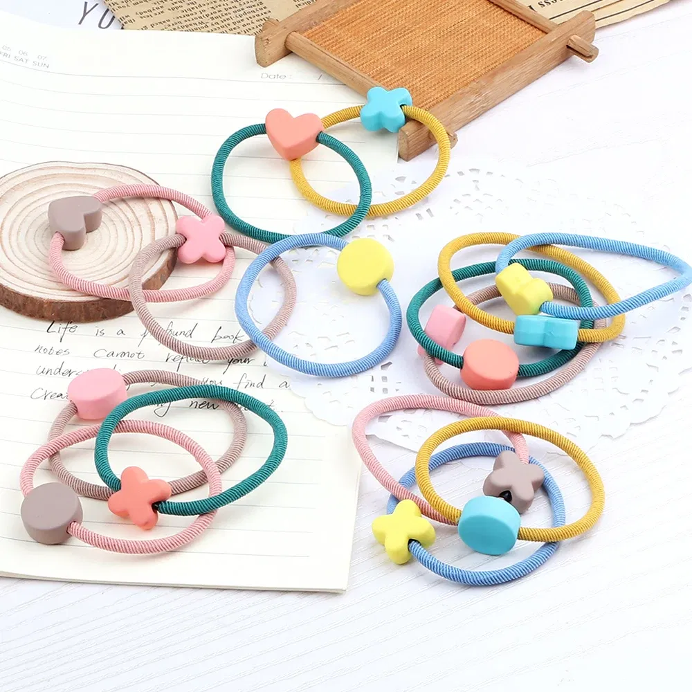 Color: Lavender, Ships From: CHINA - Cute Girls Hair Bands Ties Round Heart Rubber Band Fashion Scrunchie Elastic Korean Hair Accessories Ponytail Holder Headband