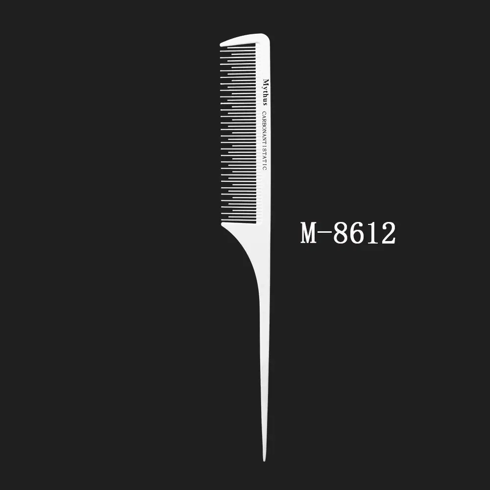 Color: Yellow - Mythus Hairdressing Carbon Comb For Haircut Barber Anti Static White Rat Tail Comb Beauty Professional Hair Styling Tools Comb