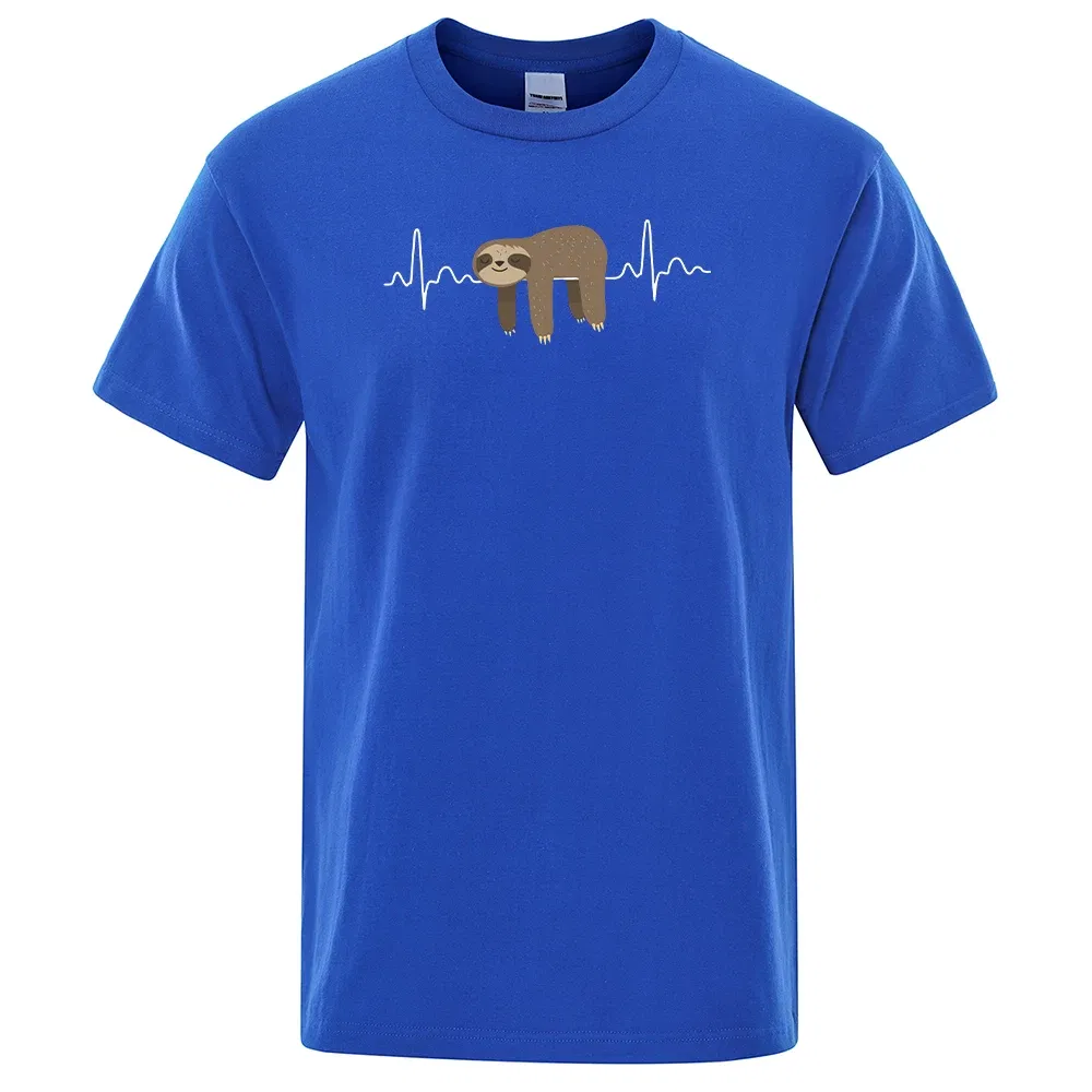 Color: Red, Size: L - Sloth Resting On Tummy Printing Mans T Shirts Crewneck Soft T-Shirts Comfortable S-XXXL Tee Shirts Oversized Casual T-Shirt Man
