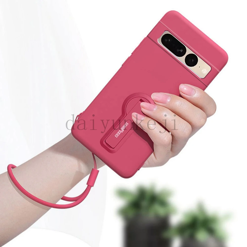 Color: Blue, Material: PP - Phone Case For Google Pixel 7 8 6 5 9 Pro XL Pixel 7A 6A 5A 8A 9A Soft Cover Silicone Case with Holder Stand Bracket Lanyard