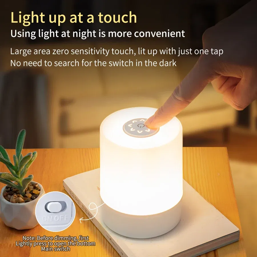 Emitting Color: Blue - Touch Night Lamp USB LED Lamp Remote Control Switch Rechargeable Three Colors Lights Bedroom Portable Table Bedside Night Lamp