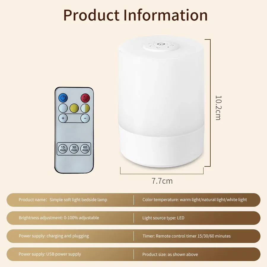 Emitting Color: Blue - Touch Night Lamp USB LED Lamp Remote Control Switch Rechargeable Three Colors Lights Bedroom Portable Table Bedside Night Lamp