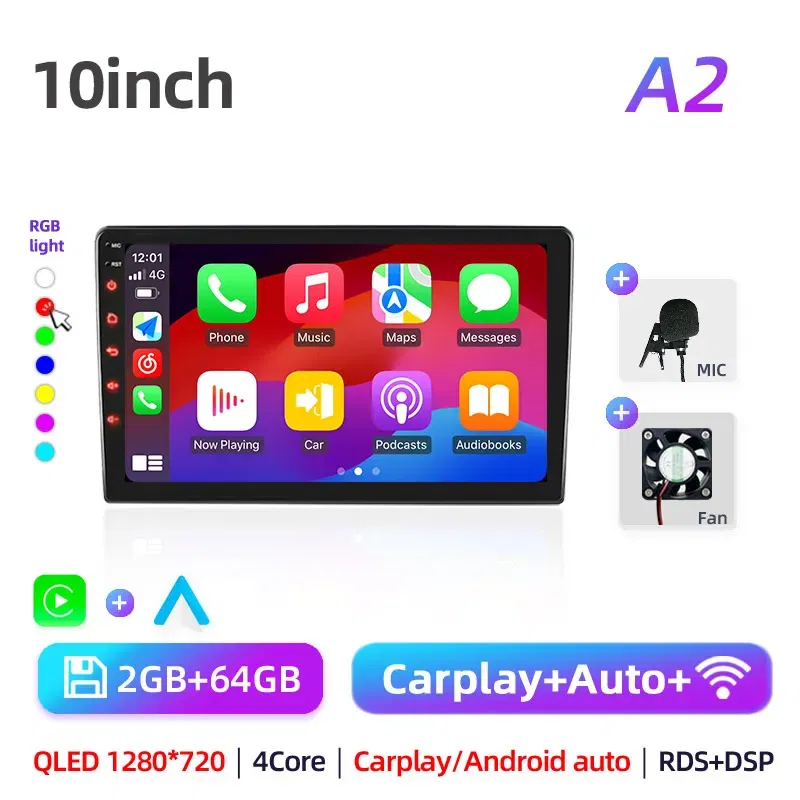 Color: Silver, Ships From: CHINA - Car radio with GPS Multimedia player with Android 12 7/9/10''2 Din Universal Stereo Carplay AUTO for Volkswagen, Nissan, Hyundai