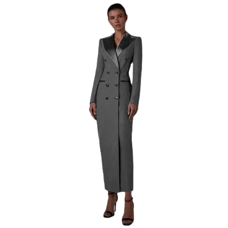 Color: MULTI, Size: XXXL - Women's Suit Long Jacket One Piece Blazer Double Breasted Formal Tuxedo Party Dress кос?‚юм ?¶?µнский