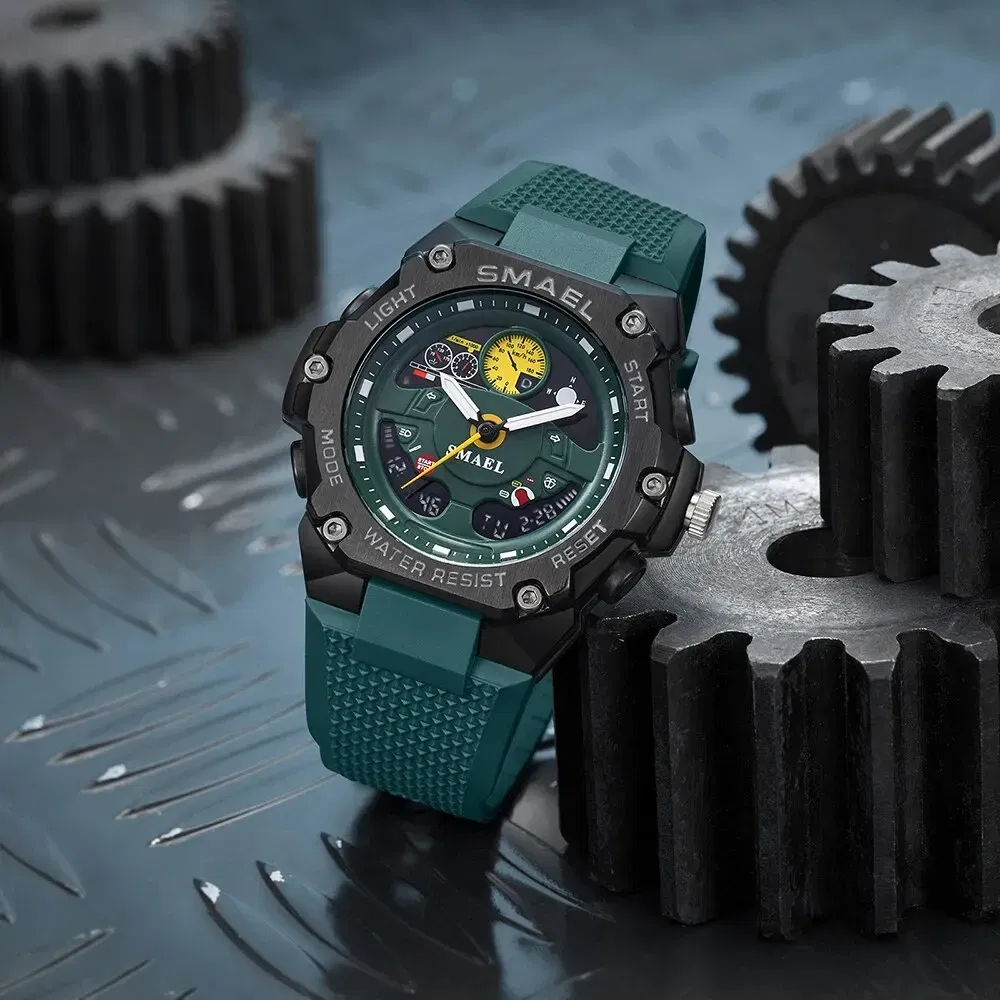 Color: Green - SMAEL Brand Waterproof Dropshipping Watch Alarm Clock 8092 Young Fashion Quartz Sport Wristwatches