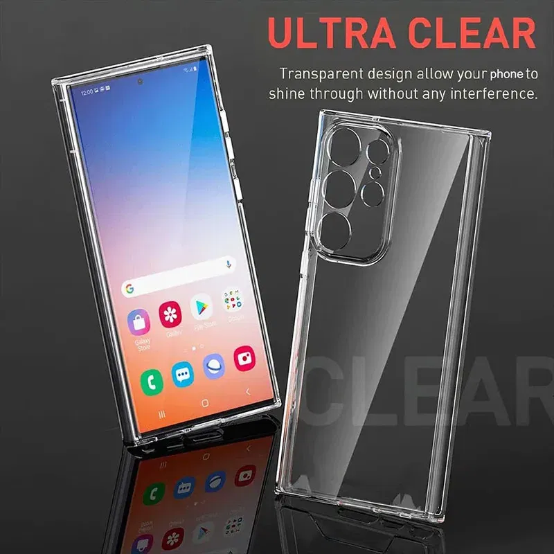 Material: PE - Ultra Thin Clear Silicone Soft TPU Case For Samsung Galaxy S25 Ultra S24 S23 S21 S20 FE S22 Ultra Plus Bumper Capa Cover Fundas