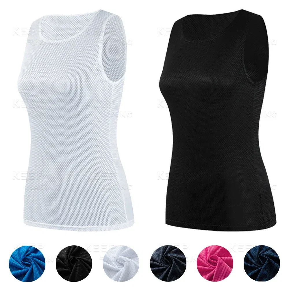 Color: Beige, Size: L - Women Cycling Base Layers Colorful Cycling Jersey Blue Quick Dry Vest Breathable Pink Undershirt Elastici Vest Road Bike Jerseys