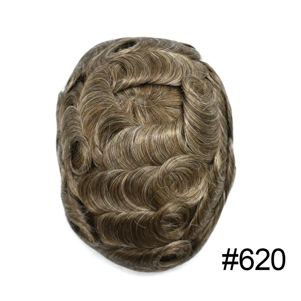Toupee Color: 620#, Toupee Density: 100%, Length: 6 inches, Ships From: CHINA, Toupee Size: 8x10 - Men Toupee Hair Systems Ultra Thin Skin 0.06MM V-LOOP Capillary Prosthesis Invisible Hairline Real Human HairPieces Hair Units