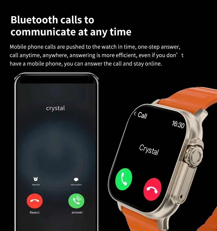 Color: WHITE - New Smart Watch 9 Ultra Gen 2 Watch Ultra IWO Watch Ultra NFC Smartwatch Series 9 Bluetooth Call 2.2 Inch Wireless Fitness Watch