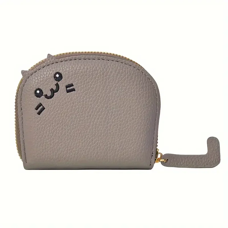 Color: wine red - Cartoon Cat shaped design Wallet Women's Multi-card slots Holder Cute Fashion Faux Leather Coin Purse Creative ID Card Holder
