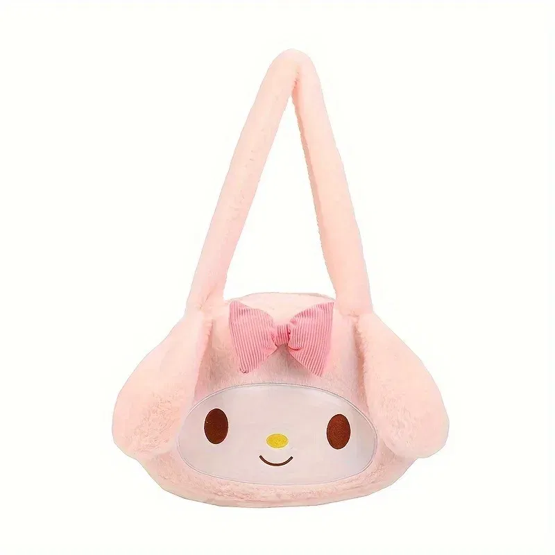 Color: WHITE - Girls Large capacity Cartoon Anime Cozy Fluffy Tote Bag, Kuromi Plush Tote & Shoulder Bag, Cinnamoroll Melody Faux Fur Handbag