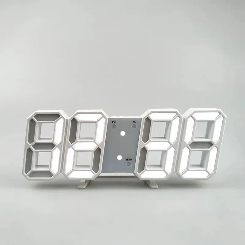 Color: Navy Blue - 3D Mini Clock LED Digital Wall Clock Desk Clock Electronic Alarm Clock Living Room Wall Clock DIY Kitchen Timer