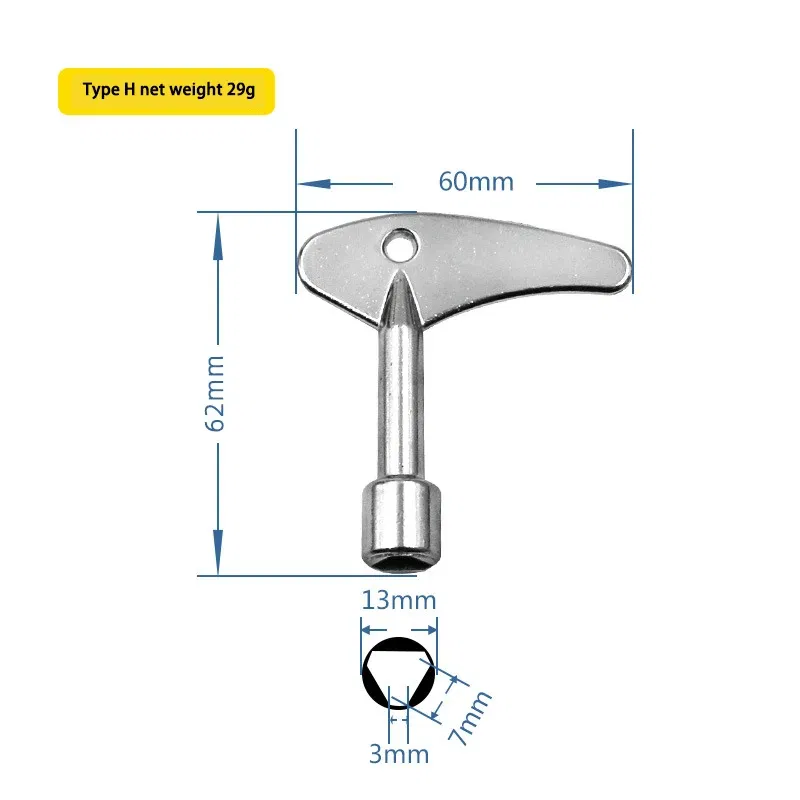 Color: Red - Electric Cabinet Car Elevator Cross Key Wrench Water Meter Valve Key Internal Triangle Wrench Multi-purpose Tool Portable