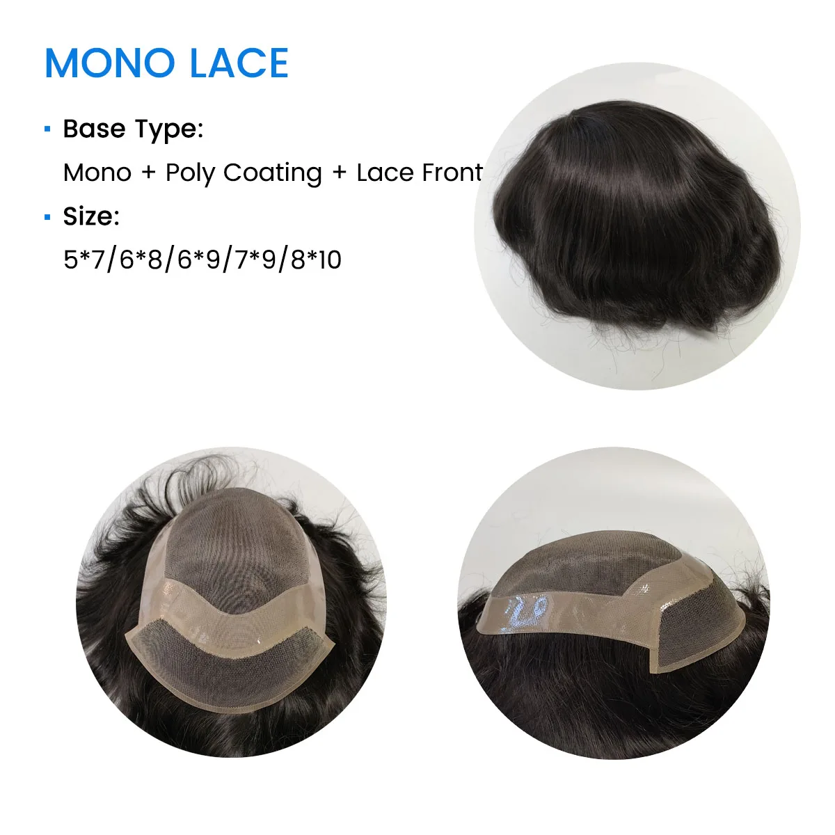 Toupee Color: 1b#, Toupee Density: 130%, Length: 8 inches, Ships From: CN, Toupee Size: 6x9, Toupee Design: free - Hywel 6 Inches Mono Lace Men Toupee Men Wig 100% Human Hair System Unit Male Wig Lace Front Mono Top Natural Hairline Toupee