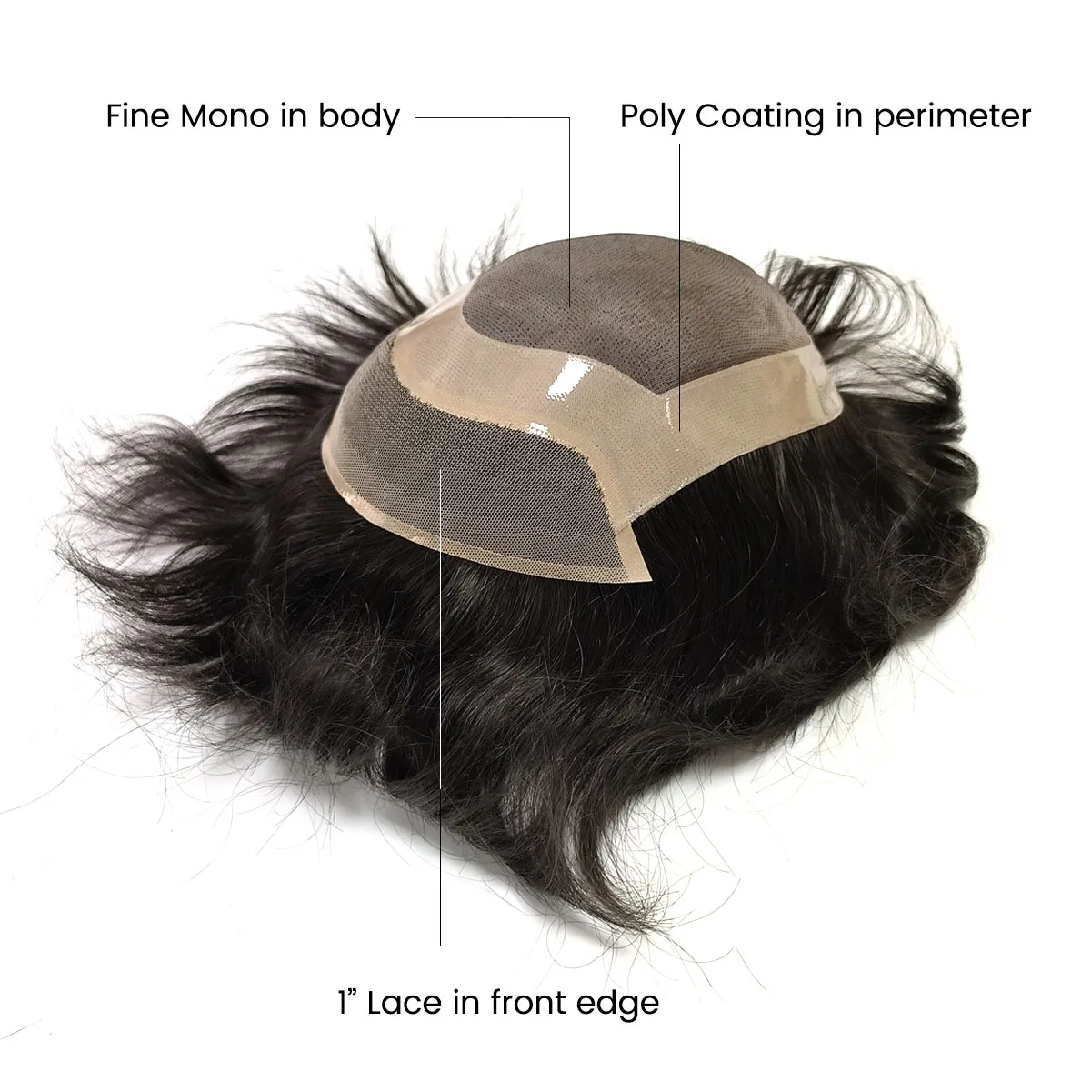 Toupee Color: 1b#, Toupee Density: 130%, Length: 8 inches, Ships From: CN, Toupee Size: 6x9, Toupee Design: free - Hywel 6 Inches Mono Lace Men Toupee Men Wig 100% Human Hair System Unit Male Wig Lace Front Mono Top Natural Hairline Toupee