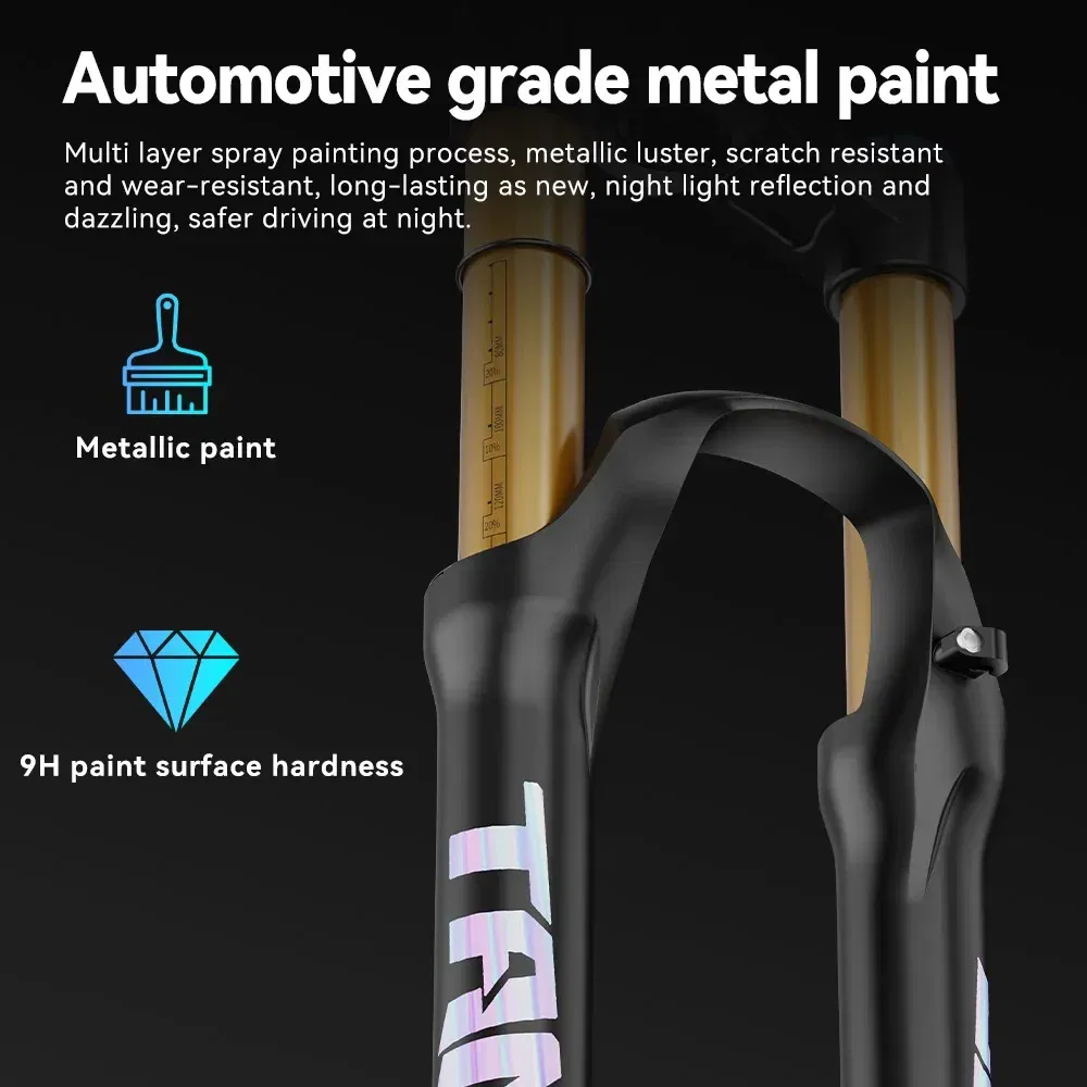 Color: black - TANKE Bike Fork Rebound Adjustable MTB Air Front Suspension 26/27.5/29 Inch 120mm Travel Quick Release Fork Bicycle Accessories