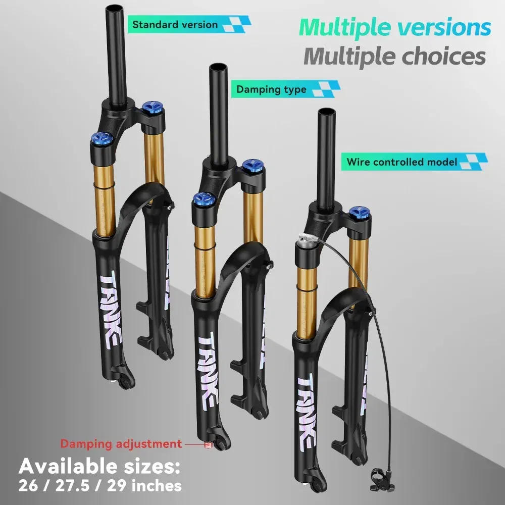 Color: black - TANKE Bike Fork Rebound Adjustable MTB Air Front Suspension 26/27.5/29 Inch 120mm Travel Quick Release Fork Bicycle Accessories