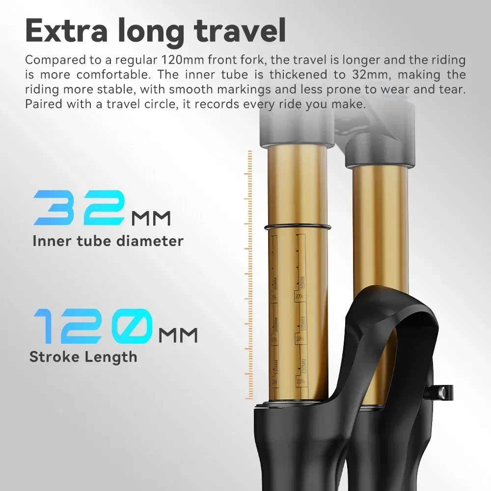 Color: black - TANKE Bike Fork Rebound Adjustable MTB Air Front Suspension 26/27.5/29 Inch 120mm Travel Quick Release Fork Bicycle Accessories