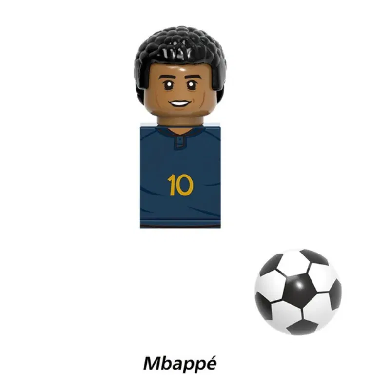 Color: Light green - 1-16PCS Messi Ronaldo Neymar Lewandowski Soccer World Famous Football Players Figurine Mini Action Building Block Toy Kids Gifts