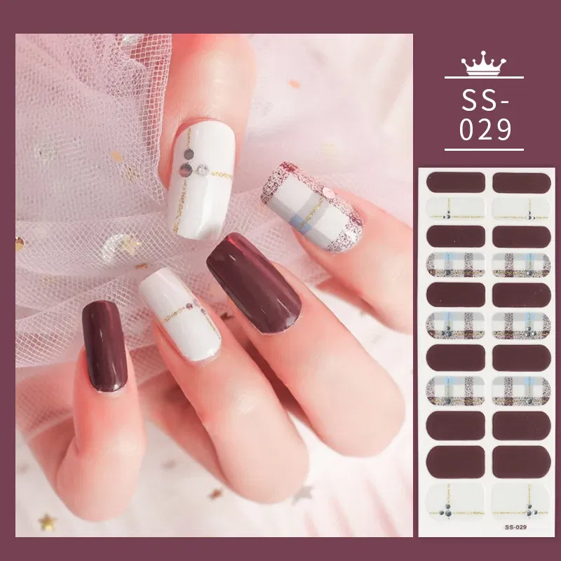 Color: MULTI - 22 Tips Blue and White Shiny Speckles Nail Art Sticker Full Cover Nail Stickers Last Update Nail Wraps Lot Sticker for Nails