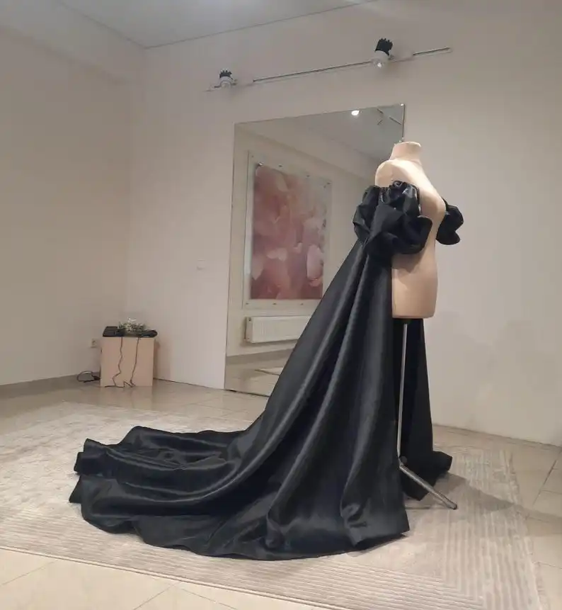Custom Made Satin Bicep Cape Orange Pink Black Bicep Evening Cape for Dress Long Train Cape Oversize Silk Taffeta Wedding Capes