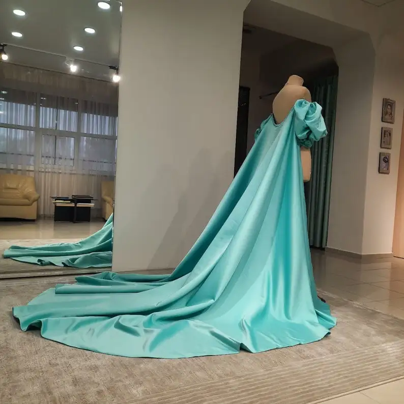 Custom Made Satin Bicep Cape Orange Pink Black Bicep Evening Cape for Dress Long Train Cape Oversize Silk Taffeta Wedding Capes
