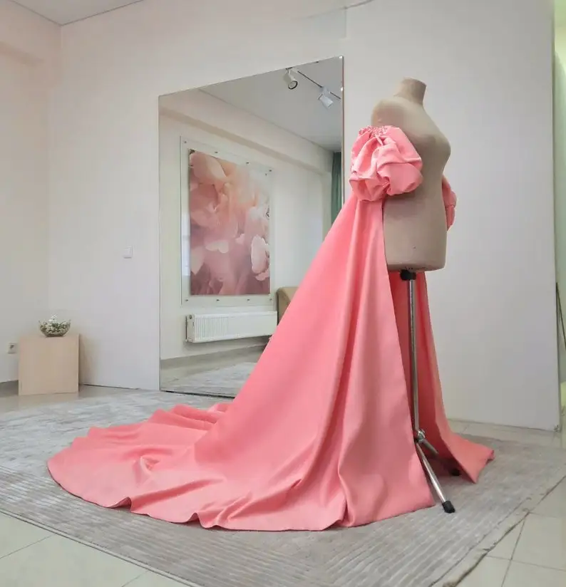 Custom Made Satin Bicep Cape Orange Pink Black Bicep Evening Cape for Dress Long Train Cape Oversize Silk Taffeta Wedding Capes