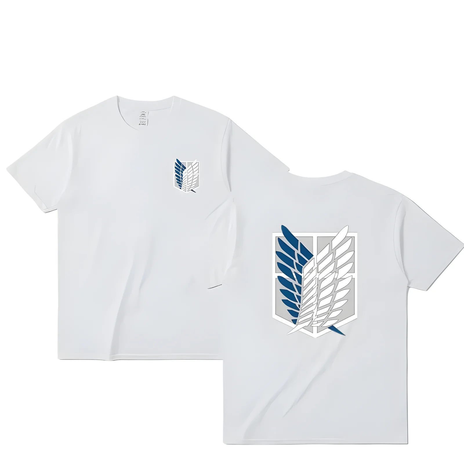 Color: WHITE, Size: M - Attack on Titan T-shirt Wings of Freedom Short Sleeve Ackerman Mikasa Eren Jaeger Men Cotton Tops Summer Oversized O-Neck Tee