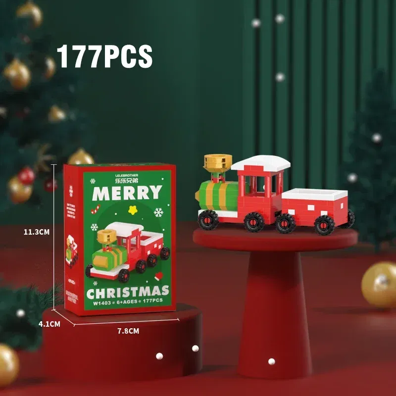 Color: green - Santa Claus Building Blocks Christmas Bricks Gift Kids Toy Home Decoration Micro Particle Bricks Diy Assembly Games Xmas Gift