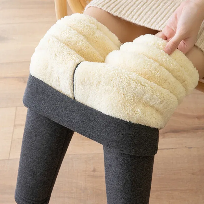 Color: SKY BLUE, Size: S - Thermal Leggings Women Winter Warm High Waist Simplicity Warm Pants Fashion Black Elasticity Autumn Velvet Comfortable Leggins