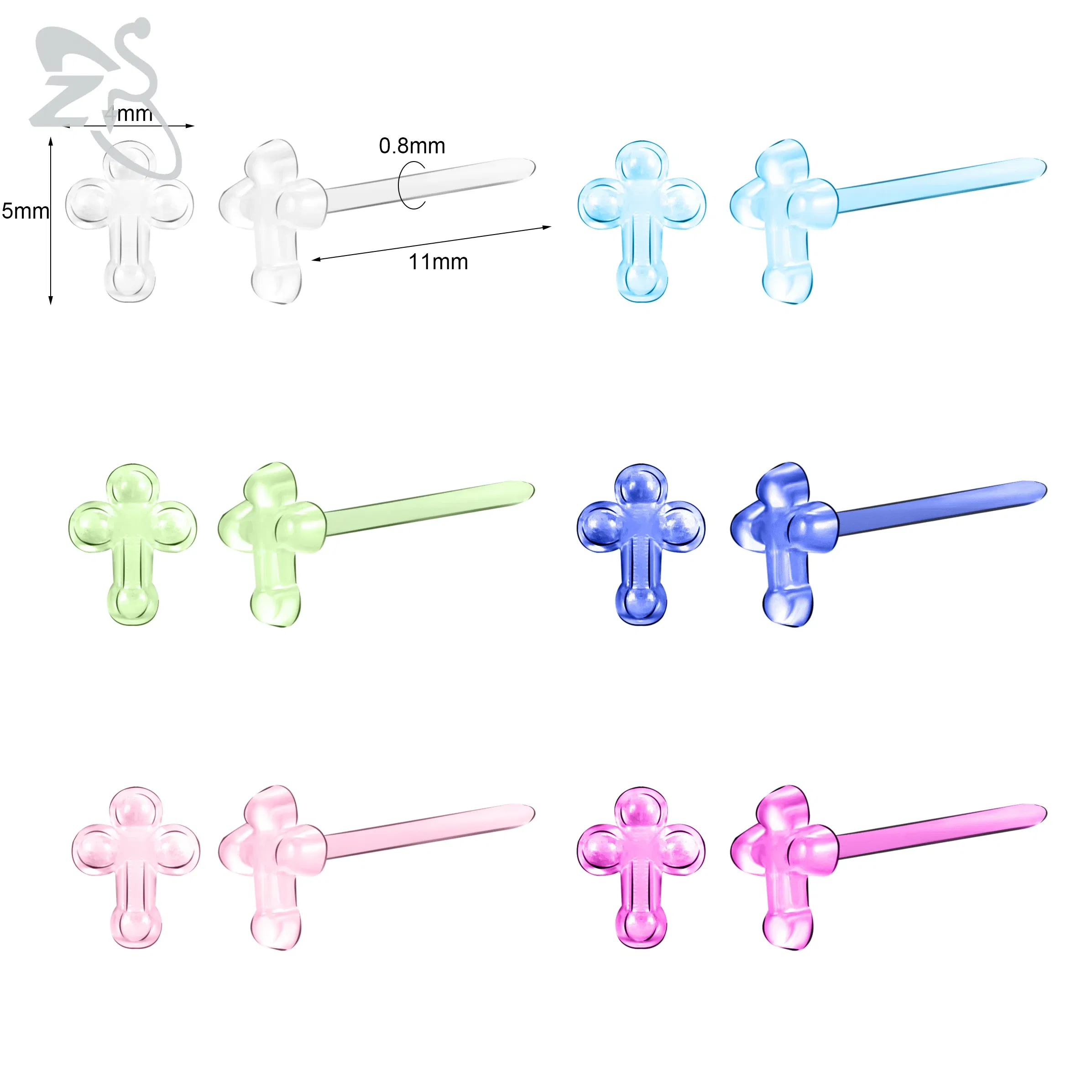 Metal Color: Antique Copper Plated - ZS 10-50pcs/lot Colorful Acrylic Stud Earring Invisible Transparent Anti-allergy Ear Pin 20G Star Ball Curing Ear Hole Retainer