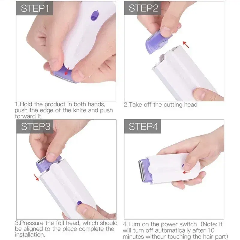 Laser Touch Painless Hair Removal Kit, USB Rechargeable Electric Shaver Razor, Women Face Leg Bikini Hand Shaver Hair Remover