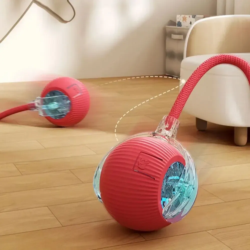 Color: WHITE - New Cat Interactive Ball Toy Automatic Rolling Ball Faux Tail Rechargeable Smart Pet Electric Toy Dog Cat Training Imitate Mouse