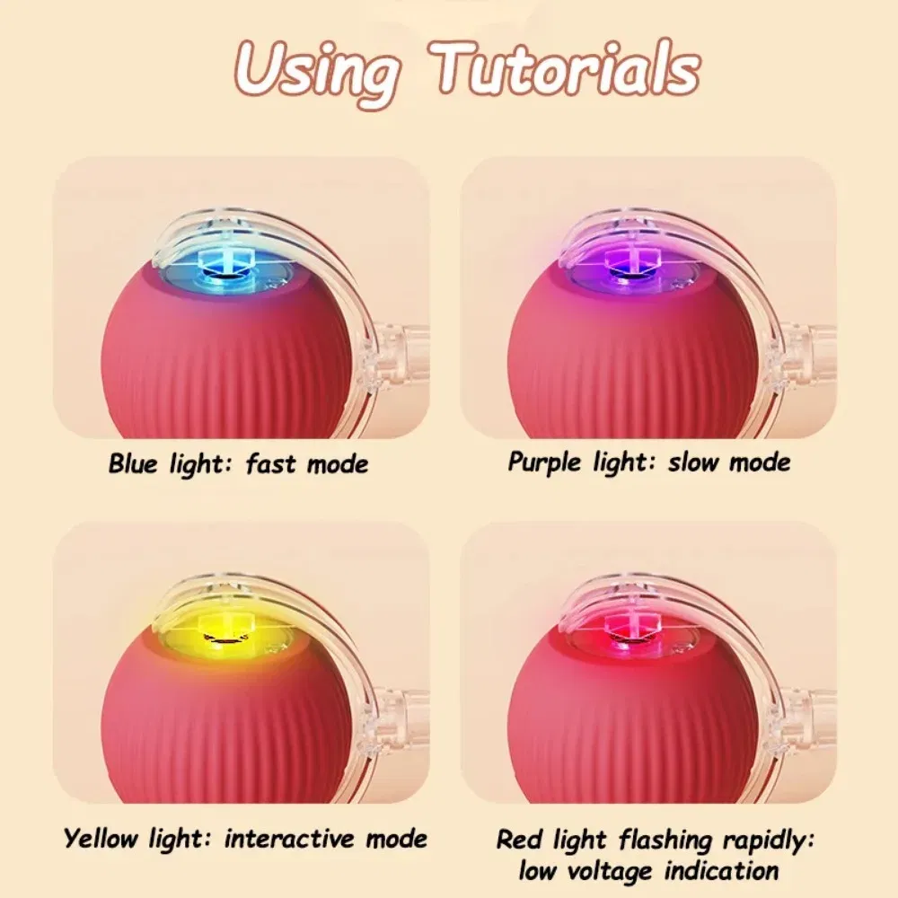 Color: WHITE - New Cat Interactive Ball Toy Automatic Rolling Ball Faux Tail Rechargeable Smart Pet Electric Toy Dog Cat Training Imitate Mouse