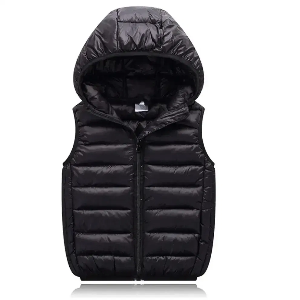 Color: black, Kid Size: 8T - Fall Solid Waistcoat Children Outerwear Winter Coats Kids Clothes Warm Boys and Girls Hooded Vest for Age 2-12 Years Old
