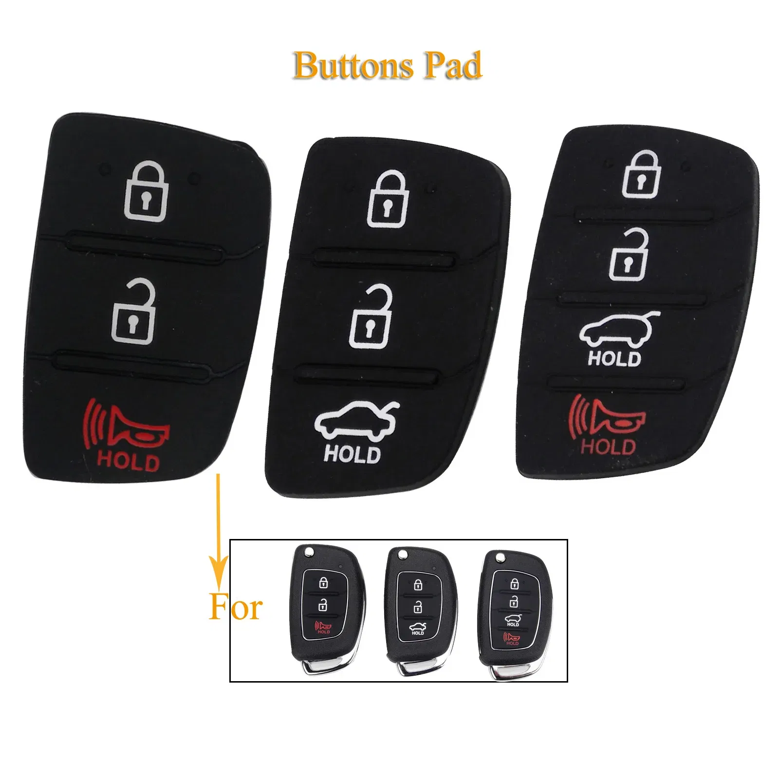 Number of Buttons: 3 Buttons - jingyuqin 3/4 Buttons Silicone Car Key Cover Case Rubber Padbutton For Hyundai I30 i35 iX20 Solaris Verna