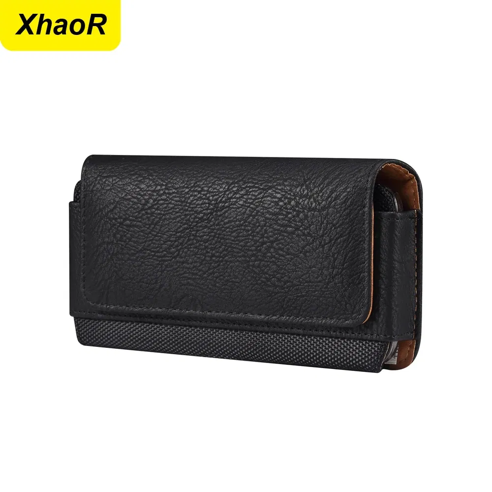 Color: Beige, Material: Cotton Fabric - Universal Leather Men Waist Bag For iPhone 15 14 13 12 Pro Max Samsung Galaxy S23 S22 Huawei Xiaomi Mobile Phone Belt Clip Cases